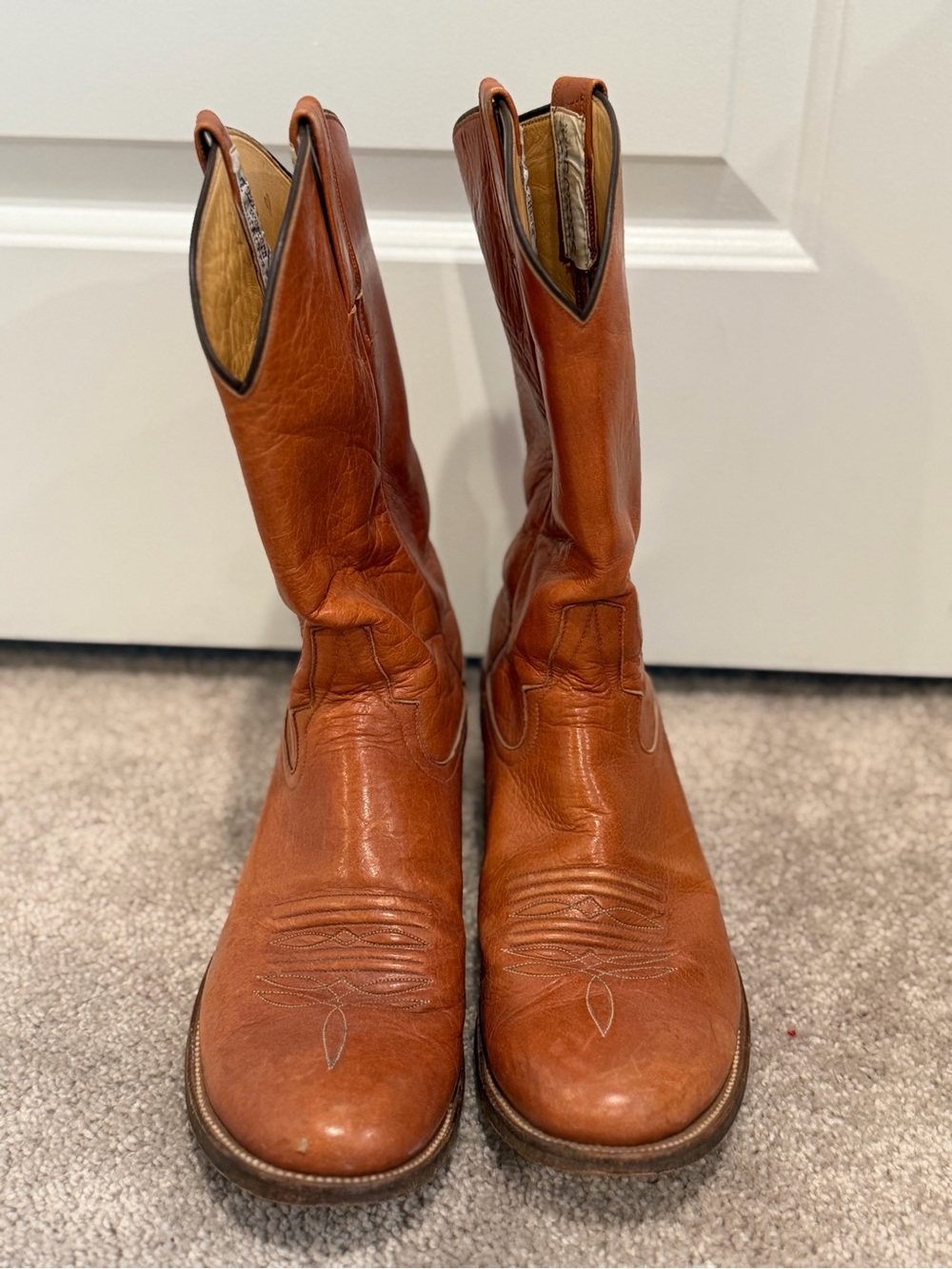 Men's Tener’s Tan Leather Cowboy Boots 9D